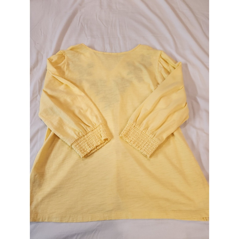 Quacker Factory Women's Yellow Blue Floral Embroidered Rhinestones Top Size L - Picture 11 of 13
